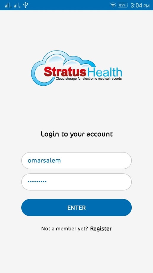 stratushealth app first screen